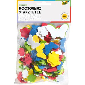 Folia Moosgummi 2358 Stanzteile Sommer, Höhe 2 - 5,5 cm, farbig sortiert, 2 mm Stärke, 200 Stück