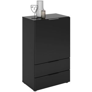 FMD-Möbel Kommode Dark 5, schwarz, mit Tür & Schubladen, 50x81x32cm