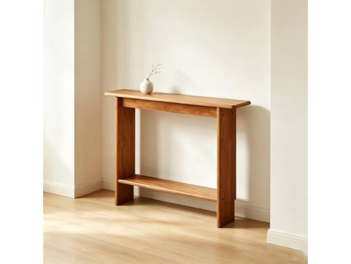 Massiv Gummiholz Konsole Tisch, 20cm schmaler Sofa-Tisch für den Eingang Massives Gummiholz, 20cm extrem schmal, platzsparend, modern minimalistisch Flurkonsole Tisch(Cherry,80cm/31.5in)