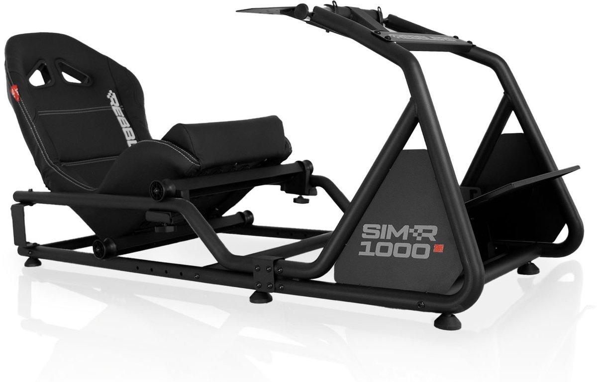 REBBLERS SIMR 1000 Sim Racing Cockpit mit Rennsitz, verstellbar für Formula, GT und Rallye, Schwarz