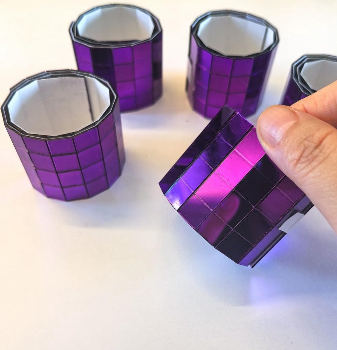 600 stuks Zelfklevende Mini Spiegelvierkanten van Echt Glas, Paars, 10 x 10 mm