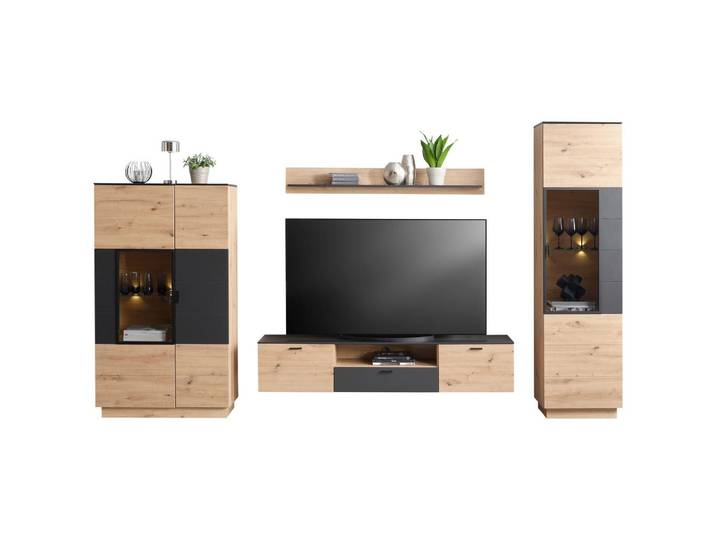 Wohnkombination Modern 4 -teilig. Tonale 8, Eiche Dekor/Grau