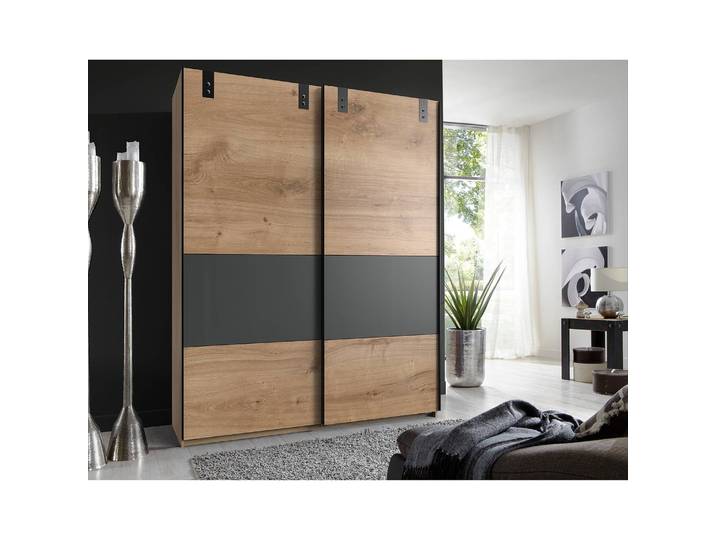 Armoire à portes coulissantes 135cm Marron/Gris
