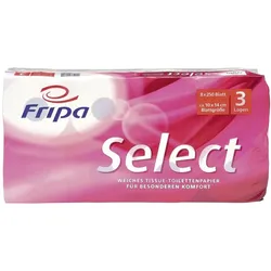 Fripa, Toilettenpapier, Toilettenpapier Select Tissue hochweiss 48 Rollen 48 Rollen/Paket x 250 Blatt, Klopapier 3-lag (48 Stk.)