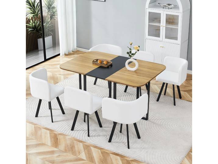 Ensemble Repas Extensible 150x100x79 Cm Mdf Métal Multicolore\, Gain De Place Pour Studio – Meubliv