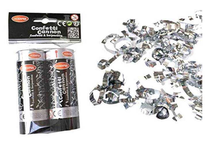 Goodmark 1352063 partyset kanon confetti, zilver