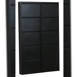 Ebuy24 Pisa Schuhschrank mit 10 Klappen/ Türen in Metall schwarz. Fertig montiert.