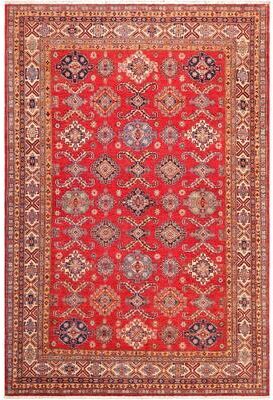 Treasured Knots Rustic Super Kazak Blaze Red/Beige Hand Knotted Wool Rug - 8'3'' x 9'8''