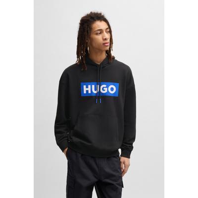 Kapuzensweatshirt HUGO "Nalves", Damen, Gr. L, schwarz (schwarz001), Sweatware, Obermaterial: 100% Baumwolle, unifarben, regular fit hüftlang, Bündchen, Sweatshirts, mit großem Logo-Druck, Unisex