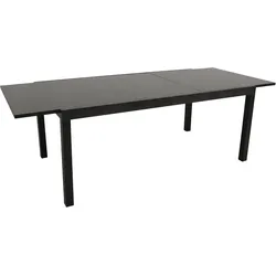 Ausziehtisch ELBA 200/300x110cm, Aluminium anthrazit + Glas schwarz