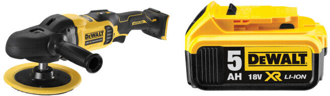 Set DeWalt 18 Volt Akku-Rotationspolierer (bürstenlos), Basisversion + Ersatz-Akku DCB184-XJ