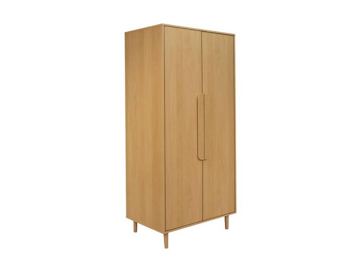 Armoire dressing décor bois de chêne 2 portes, étagères et penderie