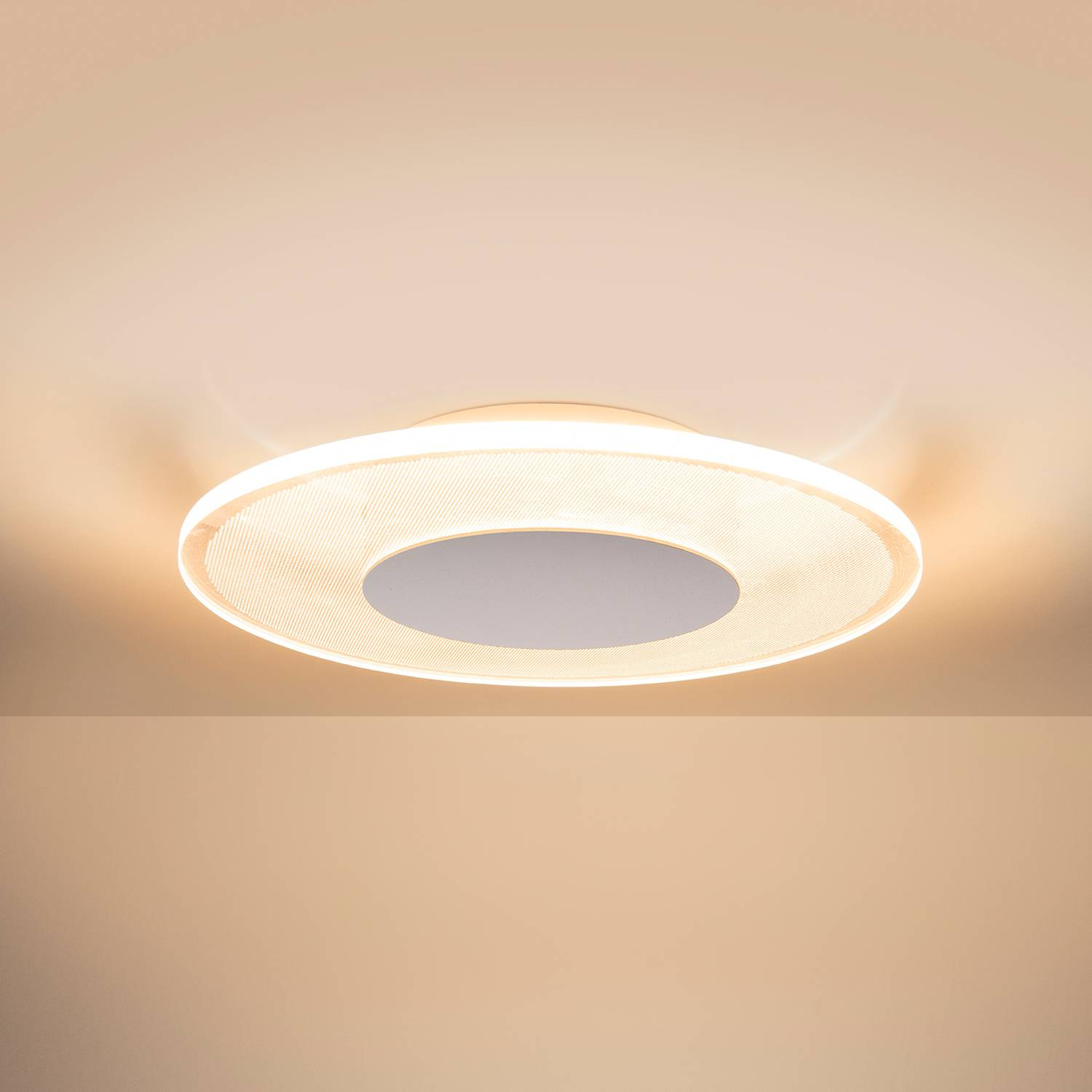 home24 Modesto LED-plafondlamp wit, Ø 29 cm