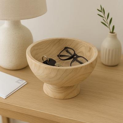 Sagebrook Home "Handcrafted Wooden Pedestal Decorative Bowl on Stand - 8"""