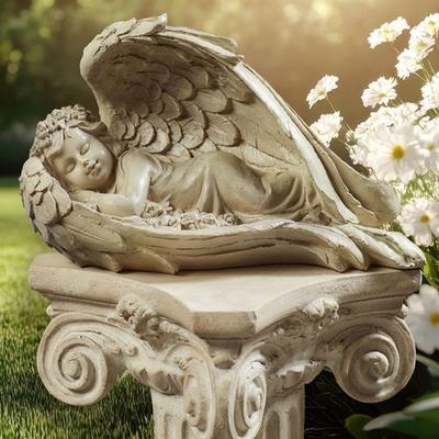 Touch of Class Sweet Dreams Cherub Sculpture Aged Stone , Aged Stone