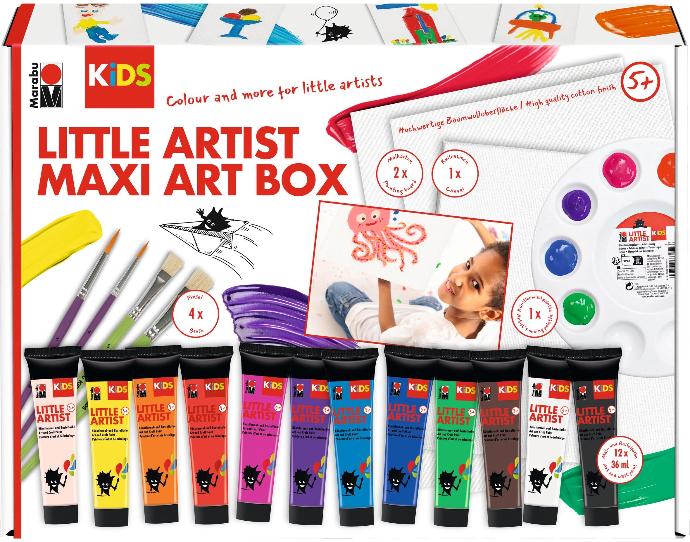 Kreativset MARABU "Kids Little Artist Art Box Maxi 20-teilig", bunt (mehrfarbig), Kreativsets, Kreativset mehrfarbig Einheitsgröße
