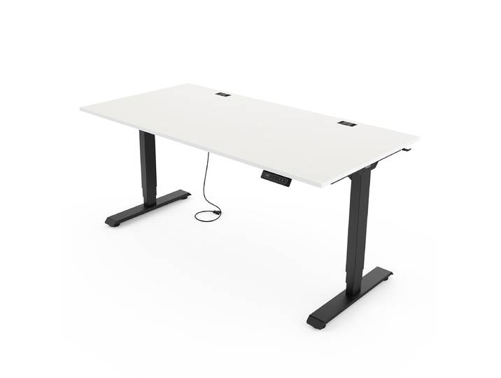 Elektrisch höhenverstellbarer Schreibtisch 120x80 cm, Weiß/Schwarz - Yaasa Desk Essential