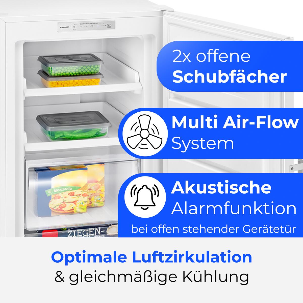 Bomann Gefrierschrank Nofrost | | 171cm | Tiefkühlschrank | MultiAirflow | leise 39dB | bis zu -22°C | GS 7366 weiß