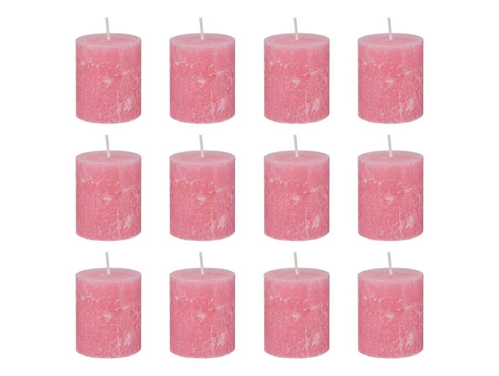 Stumpenkerze RUSTIC 12er-Set 8cm Pink