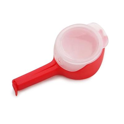 Food Preserving Bag Closure Clip Oat & Snack Dispense Spout With Moisture Seal Clamp red