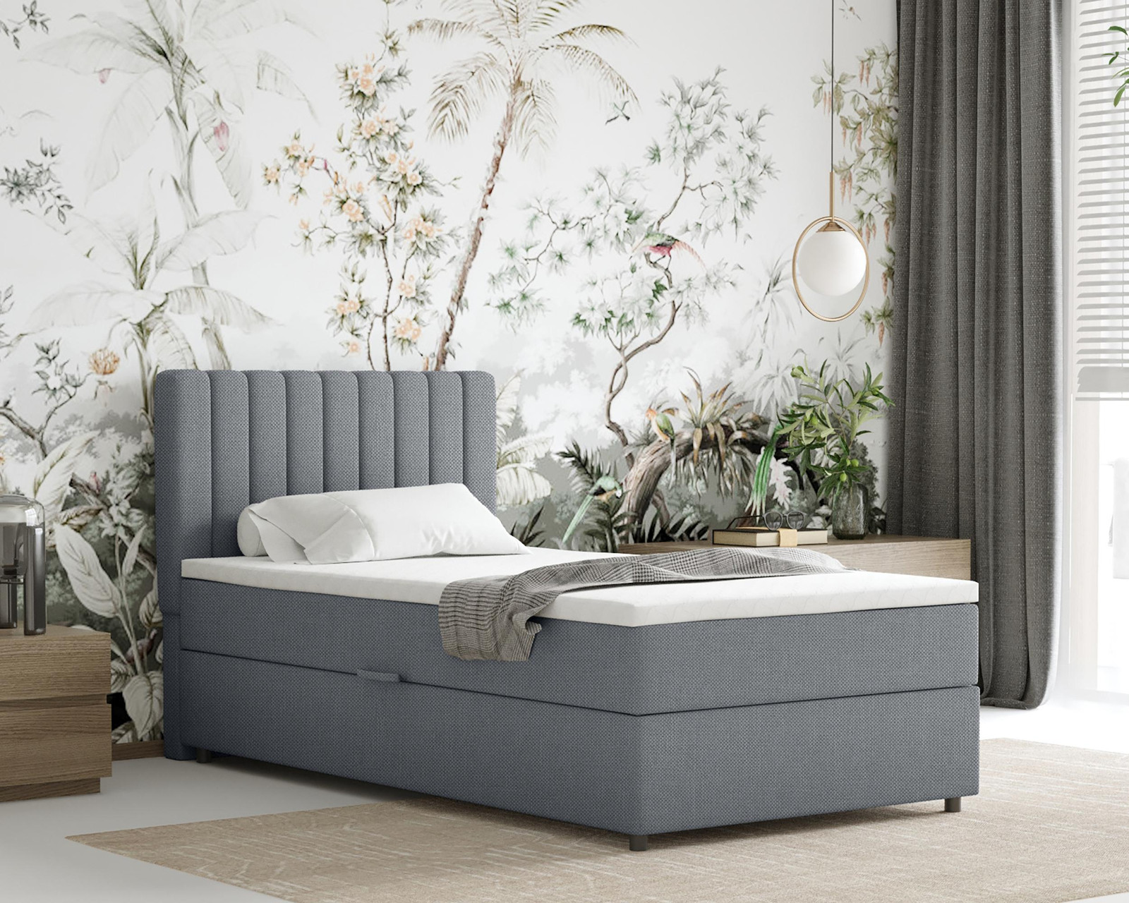 Panda Möbel Everest Boxspringbed inclusief topper en bedbodems, 100 x 200 cm