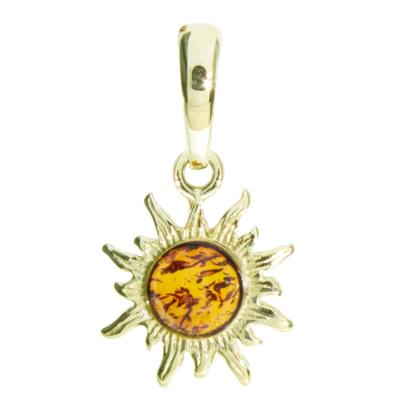 Kettenanhänger OSTSEE-SCHMUCK "Ostsee-Schmuck Anhänger Sonne 14 mm Anhänger Sonne 14 mm", gelb, Schmuckanhänger, Damen, 24x14mm, Silber 925 (Sterlingsilber), 1,5 g, Kettenanhänger