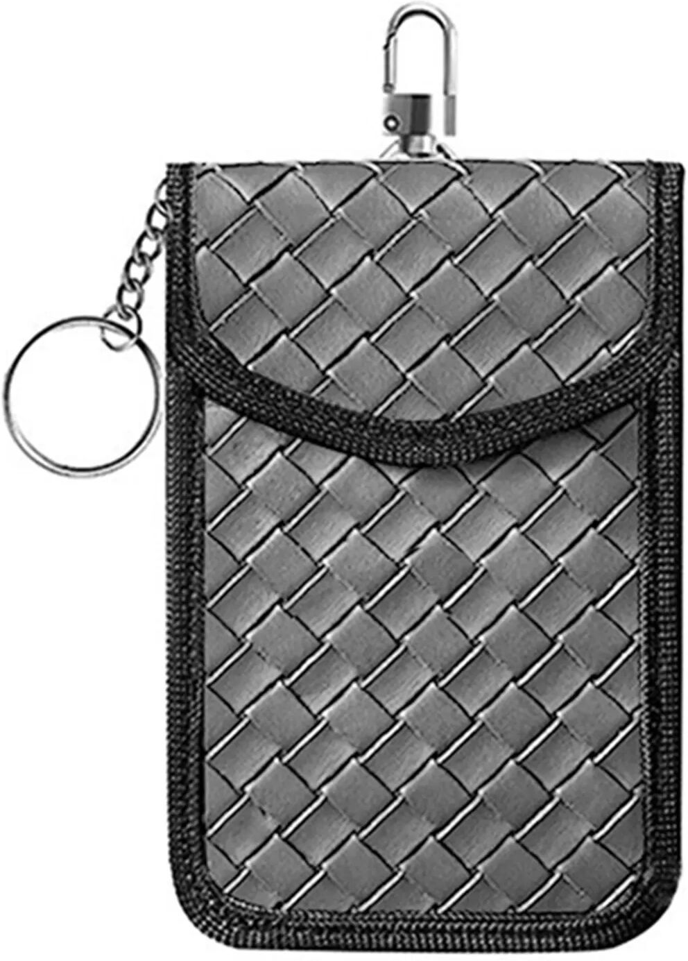INF Signalblockierende Autoschlüssel-Tasche aus gewebtem PU-Leder - RFID Faraday-Tasche für schlüssellosen Schutz Grau