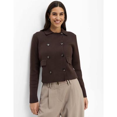 Strickjacke BRAX "Style ANNI", Damen, Gr. 46, braun (dunkelbraun), Strick, 100% Baumwolle, Strickjacken Strickjacke