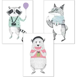 POSTER Set Mit 3 Animales A4 Rahmenlos