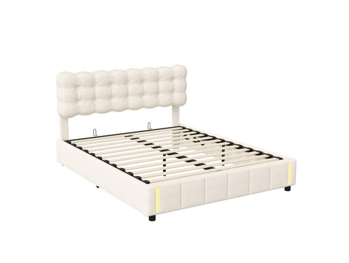 Polsterbett 160x200 cm, Beige, mit Stauraum, Mode, 160x200 cm, Schlafzimmer, Betten, Polsterbetten