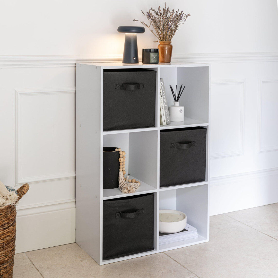 Rebrilliant Northville 61cm W Cube Bookcase White/Black (6 Shelves) 91cm H x 61cm W x 30cm D