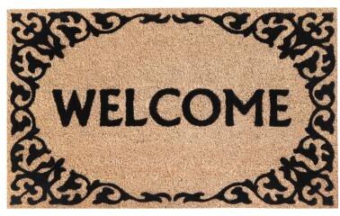 A1 Home Collections Natural Coir Flocked Doormat with Heavy Duty Non-Slip PVC Backing, Pet Friendly Outdoor Welcome Mat
