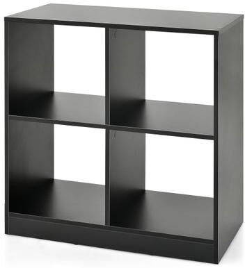 Costway 4-Cube Kids Bookcase with Open Shelves-Black