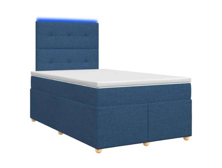 RJPLMFV Boxspringbett mit Matratze, Blau, 120 x 200 cm Verstellbarer Kopf, LED-Beleuchtung, USB, waschbare Bezüge, massives Kiefernholz