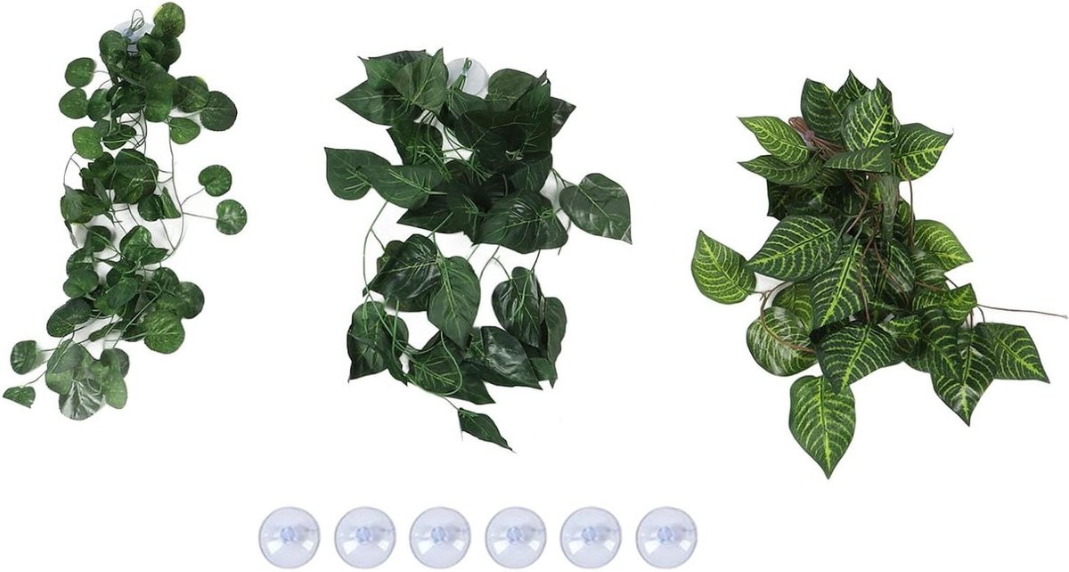 Set van 3 realistische kunstmatige hangplanten in het groen
