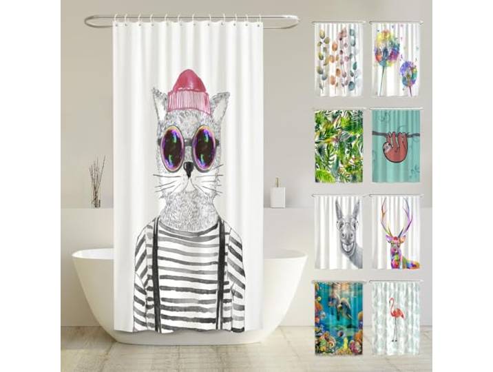 arteneur Anti-Schimmel Duschvorhang 120x200 cm Hipster Katze Berlin