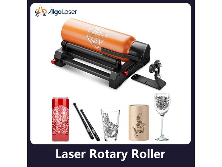 Rouleau rotatif AlgoLaser 360 ° Axe rotatif pour TOUTES les machines de gravure laser Algolaser pour la gravure de tasses et de bouteilles cylindriques
