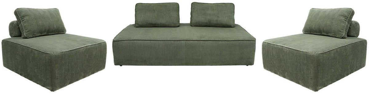 Sweeke modulaire 4-zits bank met fauteuils in corduroy - Lao