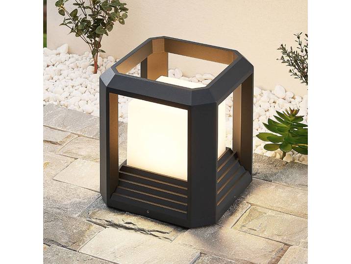 LED Sockelleuchte Serenella Lucande, schwarz, Aluminium, Modern