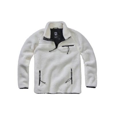 Kapuzenpullover BRANDIT "Brandit Herren Teddyfleece Troyer", Damen, Gr. 5XL, weiß, 100% Polyester, unifarben, normal, amerikanischer Ausschnitt, Pullover Kapuzenpullover