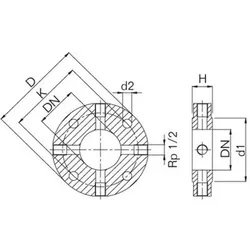 Quattro-Ring Anschlussvorrichtung DN32 PN6 4x1/2''