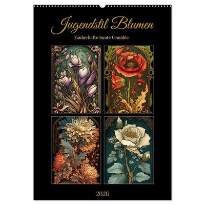 Jugendstil Blumen (Wandkalender 2026 DIN A2 hoch), CALVENDO Monatskalender
