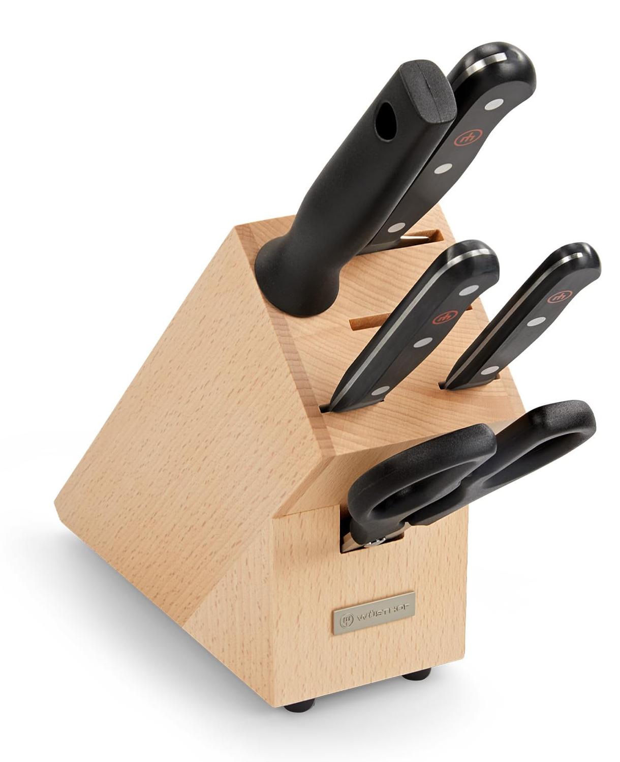 Messerblock-Set, 5-teilig, mit Kochmesser, Wetzstahl u. Schere