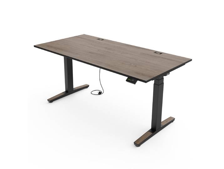 Yaasa Desk Expert, Eiche dunkel/Schwarz, 140x80 cm - Höhenverstellbarer Schreibtisch