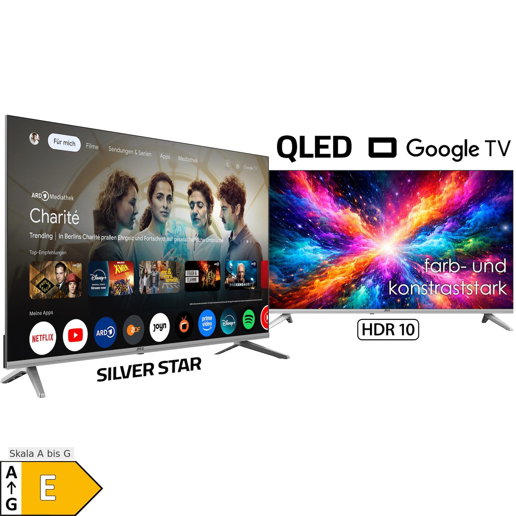 JTC-24 32 Zoll / 80 cm QLED Smart Fernseher JTCSQ32H39330G, Android TV, Google Sprachsteuerung, Triple Tuner, Bluetooth, Rahmenlos-Design