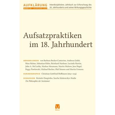 Aufklärung, Band 28: Aufsatzpraktiken im 18. Jahrhundert, Taschenbuch von , Meiner, F, 978-3-7873-4750-6