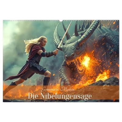 Germanische Mythen – Die Nibelungensage (Wandkalender 2027 DIN A2 quer), CALVENDO Monatskalender