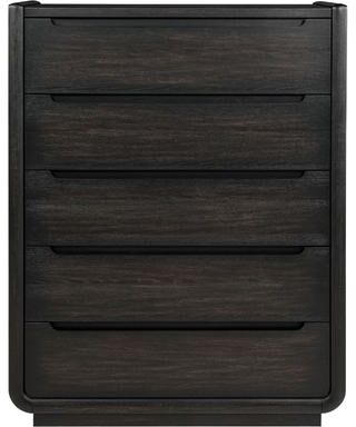 Benjara Lina Tall Dresser Chest with 5 Drawers, Integrated Handles, Black Wood