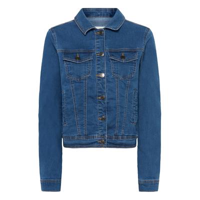 Jeansjacke KAFFE "Damen Jeansjacke KAvilma", Damen, Gr. 46, blau (medium blau denim), Obermaterial: 81% Baumwolle CO. 17% Polyester PES. 2% Elasthan EL., Jacken Jeansjacke