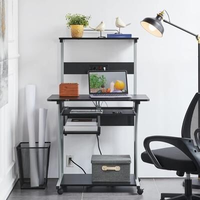 No 3 Tiers Rolling Computer Desk on Wheels